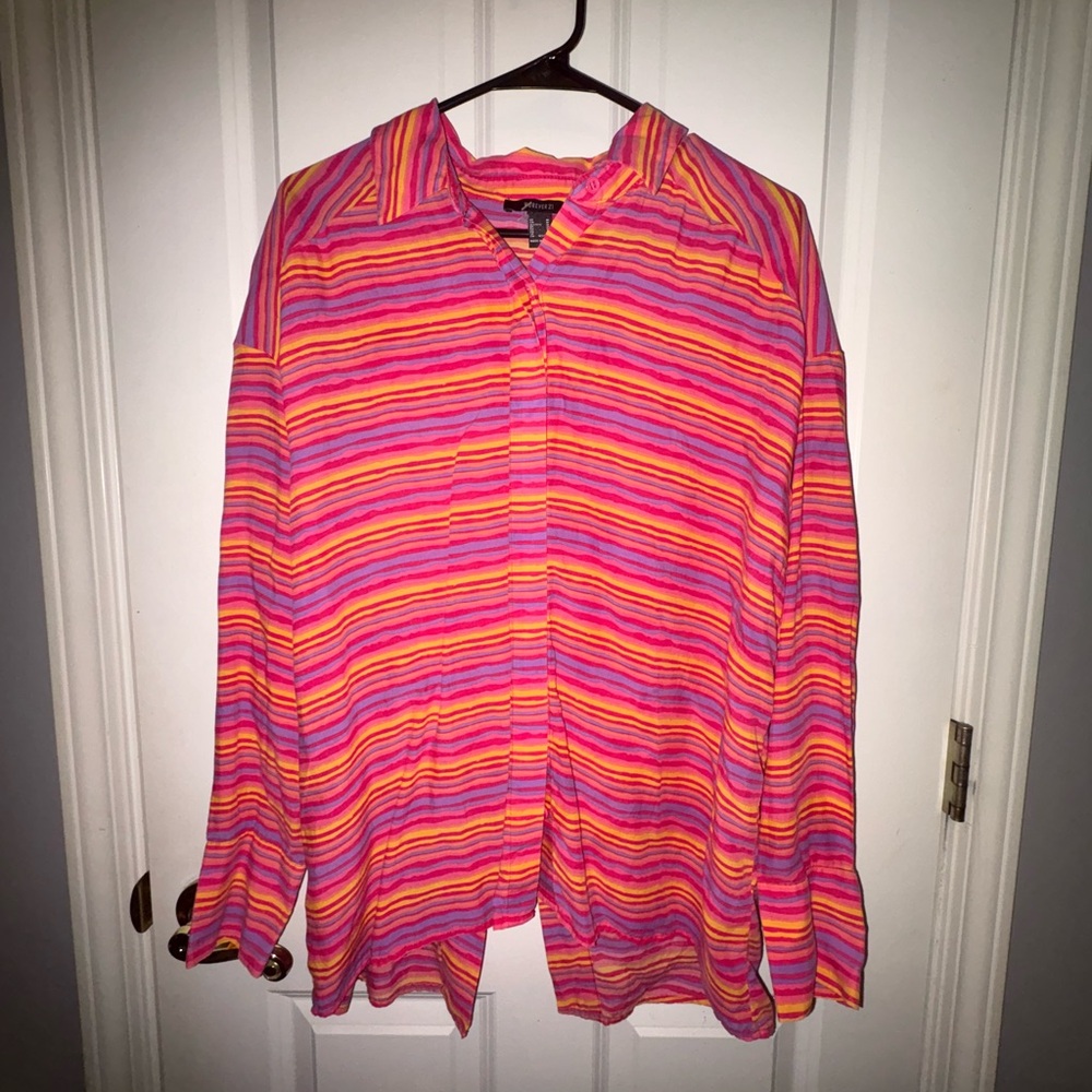 Forever 21 Multicolor Striped Swim Coverup